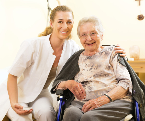 Caregiver and elderly woman