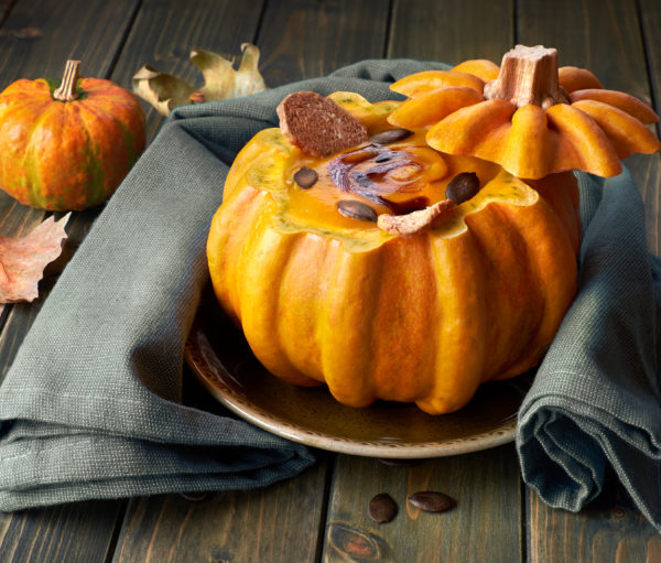 chili served in a pumpkin